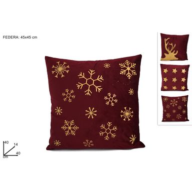 CUSCINO NATALIZIO 45X45CM IN VELLUTO ROSSO SCURO