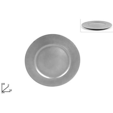 SOTTOPIATTO 38CM BORDI RIGATI SILVER.