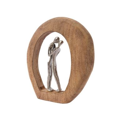 INNAMORATI IN ALLUMINIO CON ANELLO IN LEGNO 17CM