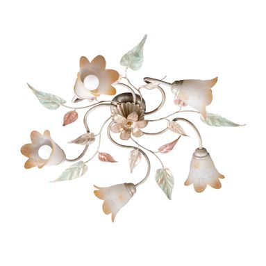 PLAFONIERA GIULIA 5X E14 D.70XH25CM BIANCO/ORO