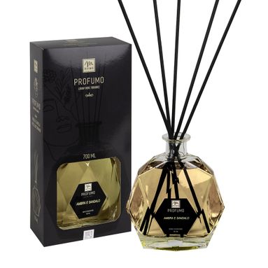 DIFFUSORE BACCHETTI AMBRA E SANDALO 700ML NERO