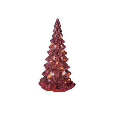 ALBERO DI NATALE IN VETRO CON LED ROSSO D.10XH21C.