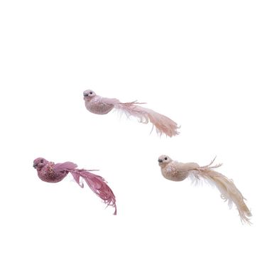 UCCELLINO ROSA/PERLA/FUXIA CON CLIP.