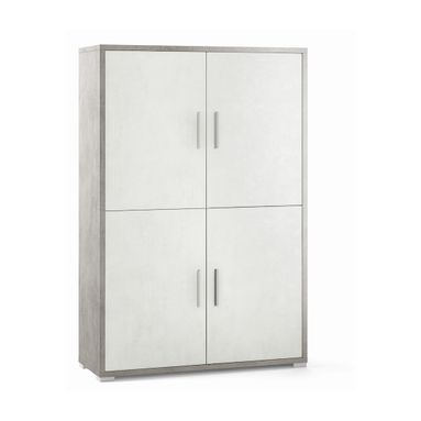 MOBILE 4 ANTE KIT 108X41XH161CM STRUTTURA CEMENTO FRONTALE OSSIDO BIANCO