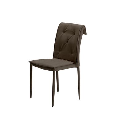 SEDIA GRETA IN ECOPELLE BRUNA CON BOTTONI E GAMBE