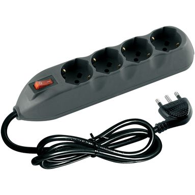 MULTIPRESA POKER GRIGIA 16A CON 4 SCHUKO, INTERRUT