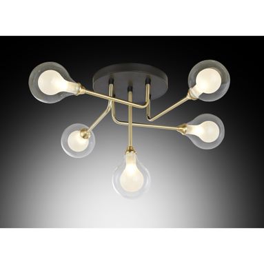 PLAFONIERA LEONOR 5 LUCI G9 D.58XH30CM NERA / ORO