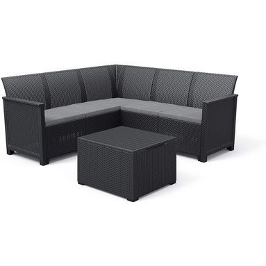 SET DIVANO ANGOLARE EMMA 172X172XH74CM GRAFITE