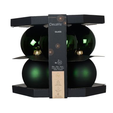 SFERE NATALIZIE 10CM VERDI 6PZ IN VETRO..