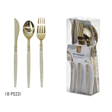 SET 18 POSATE ORO GLITTERATE.