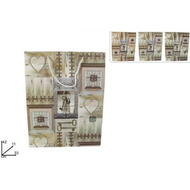 BUSTA REGALO CHIAVI VINTAGE 42X33X10CM 3COL.