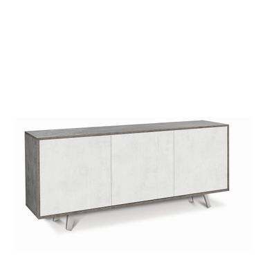 MOBILE 3 ANTE KIT 177X41XH74CM STRUTTURA CEMENTO FRONTALE OSSIDO BIANCO