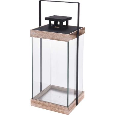 LANTERNA MODERNA 17X17XH36CM IN LEGNO NATURALE E M