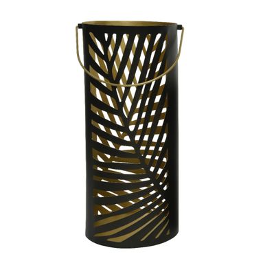 LANTERNA PALM D.20XH45CM NERA / ORO IN METALLO.