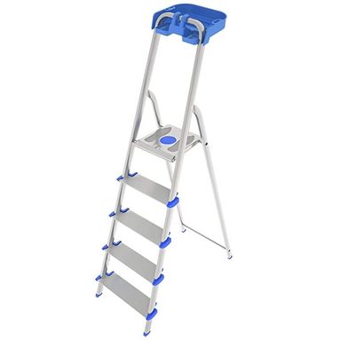 SCALA IN ALLUMINIO 5 SCALINI CON PORTAOGGETTI