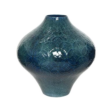 VASO IN TERRACOTTA BLU D.35XH35CM CON BASE E BOCCA