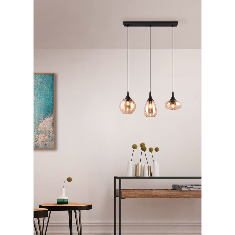 lampadario-3xe14-lumina-60cm-nero-slash-vetri-ambra