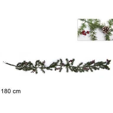 GHIRLANDA PVC PIGNE E BACCHE 180CM