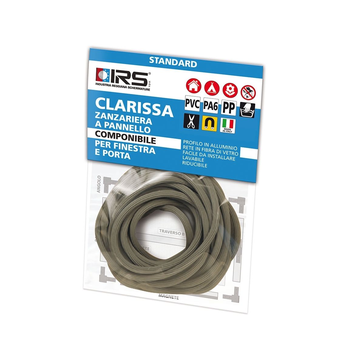 Zanzariera Fissa IRS CLARISSA - Profilo In Alluminio Antracite - Altezza 250 Cm - Foto 11