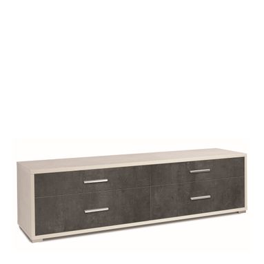 MOBILE 4 CASSETTI KIT 179X47XH50CM STRUTTURA OSSIDO BIANCO FRONTALE OSSIDO NERO