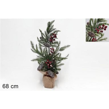 PIANTINA PIGNE E BACCHE INNEVATE 68CM