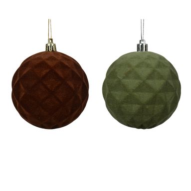 SFERA NATALIZIA 8CM BORDEAUX/VERDE A ROMBI..