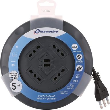 AVVOLGICAVO DOMESTICO UFO 5M 3GX1MM 4 PRESE