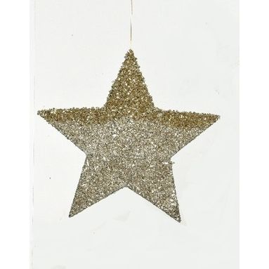 APPENDINO STELLA ORO CON PERLINE E GLITTER 40CM.