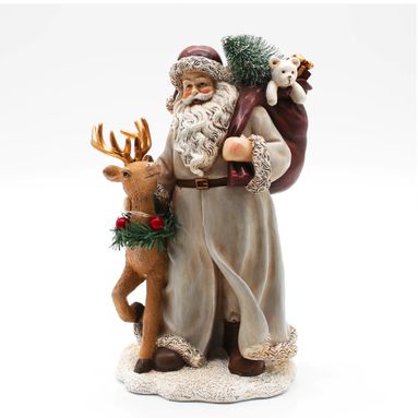 BABBO NATALE CON RENNA LED 12X11X21CM