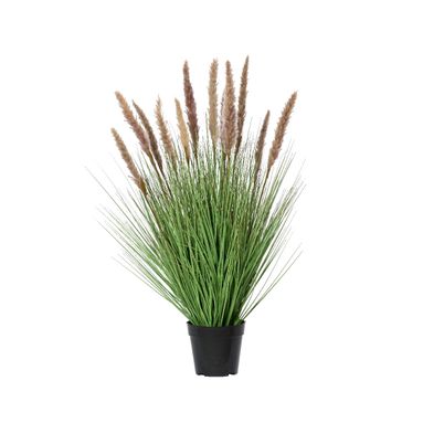 VASO CON FIORI PAMPAS 45X45XH80CM MARRONE IN PVC.