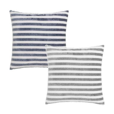 CUSCINO 40X40CM BIANCO A RIGHE GRIGIE O BLU