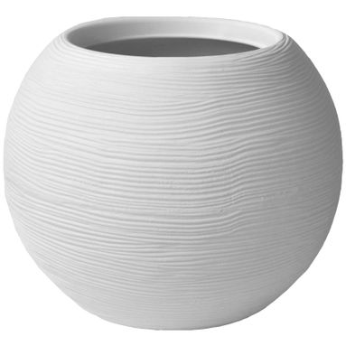 VASO CASPO' RIGATO SHABBY D.30XH24CM BIANCO PERLA