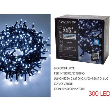 CATENA 300 LED BIANCO GHIACCIO 12M PER ESTERNO