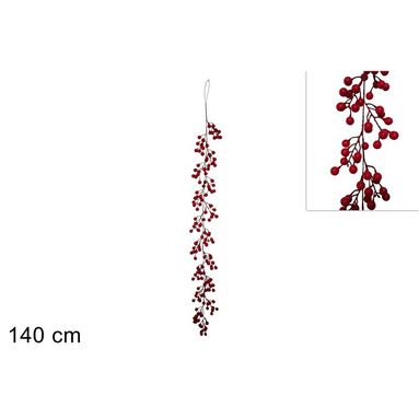 GHIRLANDA BACCHE  ROSSO 140 CM