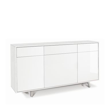 MOBILE 3 ANTE 3 CASSETTI KIT 164X41XH92CM STRUTTURA OSSIDO BIANCO FRONTALE BIANCO LUCIDO