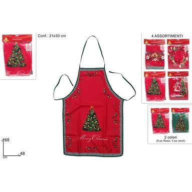 GREMBIULE NATALIZIO 48X68CM ROSSO/VERDE
