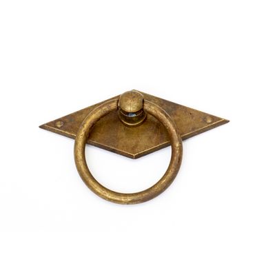 MANIGLIA TONDA ANTICATA 55X48MM CON PIASTRA A ROMB