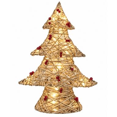 ALBERO INNEVATO H48CM CON BACCHE E LUCI