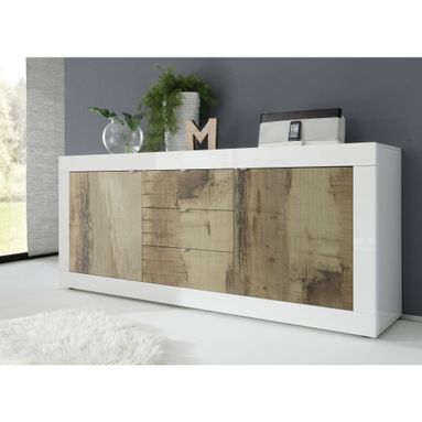 MADIA BASIC 210X43XH86CM BIANCO / ROVERE PERO CON