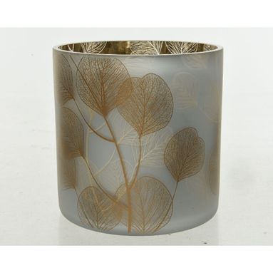 VASO IN VETRO OPACO INTERNO ORO E ARGENTO 20CM