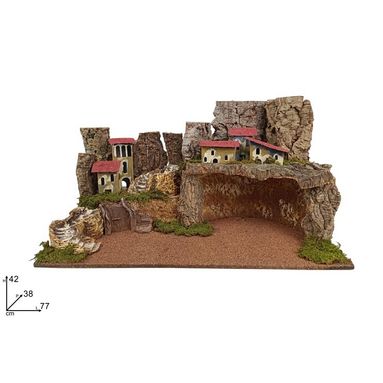 SCENARIO GROTTA 77X38XH42CM CASOLARI E SCALINATE