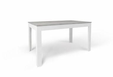 TAVOLO ALLUNGABILE 140+60 80X140XH75CM STRUTTURA CEMENTO FRONTALE OSSIDO BIANCO