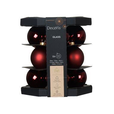 SFERE NATALIZIE 6CM BORDEAUX 12PZ IN VETRO..
