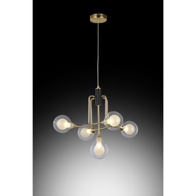 LAMPADARIO LEONOR 5 LUCI G9 D.50XH168CM NERA / OR