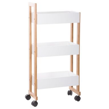 CARRELLO IN BAMBOO 38X20XH80CM CON 3 RIPIANI BIANC