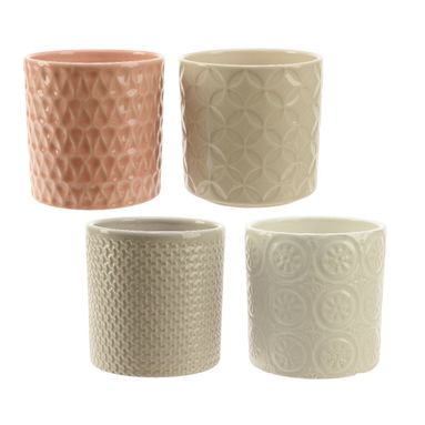 VASO IN GRES D.13XH13CM IN 4 DECORAZIONI E COLORI