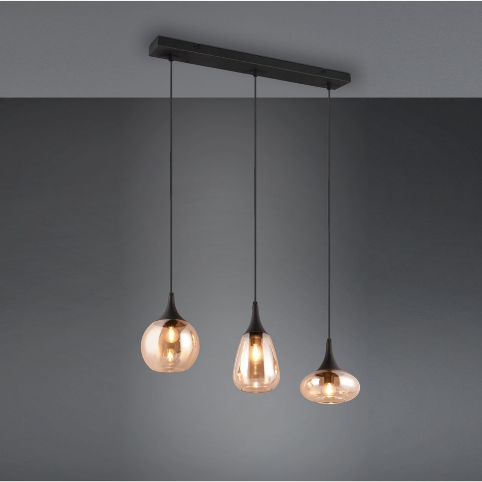 lampadario-3xe14-lumina-60cm-nero-slash-vetri-ambra