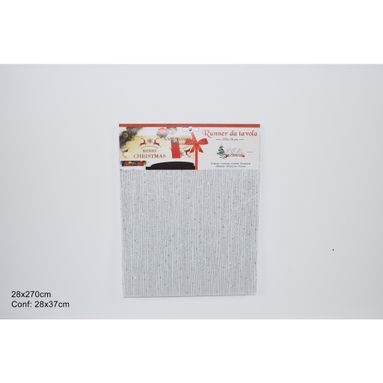 RUNNER BIANCO 28X270CM CON GLITTER SILVER.