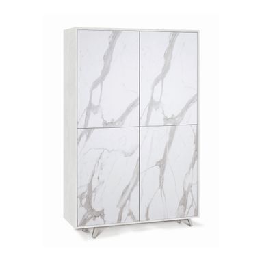 MOBILE 4 ANTE KIT 108X41XH161CM STRUTTURA OSSIDO BIANCO FRONTALE MARMO CALACATTA