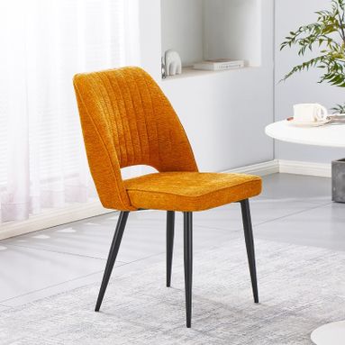 SEDIA NAILA 49,5X46XH88CM SENAPE IN TESSUTO RIGATO